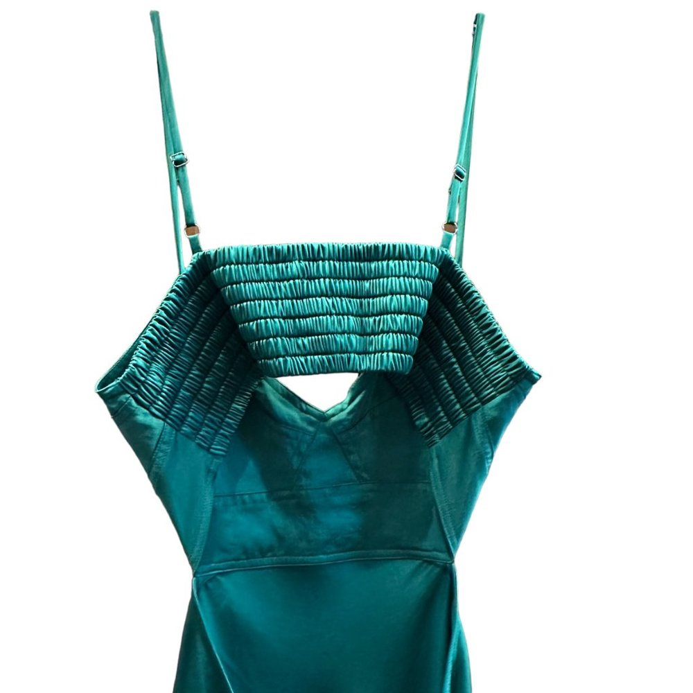 A.L.C. Emerald Green Satin Midi Dress - Picture 4 of 8